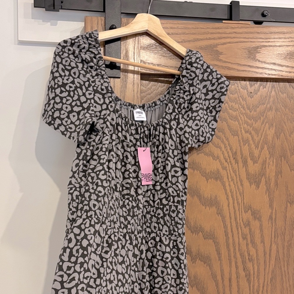 Smash + Tess Black and Gray Patterned Jumpsuit